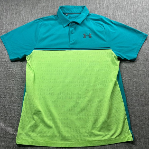 Under Armour Other - Under‎ Armour Polo Shirt Mens Large Teal Green   HeatGear Colorblock Logo